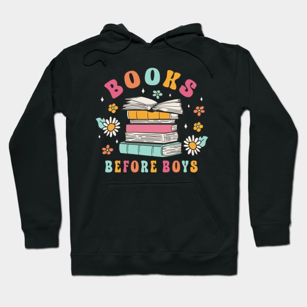 Books Before Boys Funny Book Lover Girls Hoodie by FloraLi